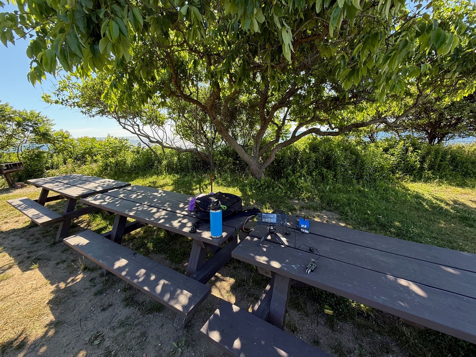 Wider shot of my QRP amateur radio setup